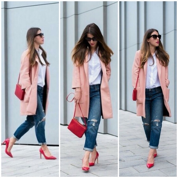 Zara Open Front Boyfriend Pink Coat XS - Picture 2 of 16